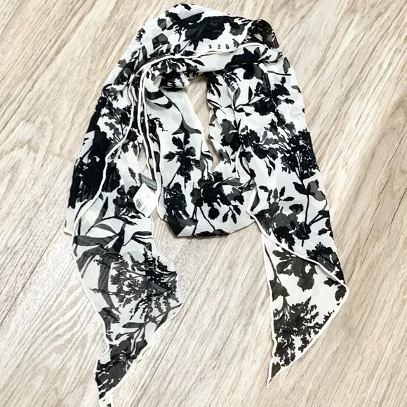 Ann Taylor 100% Silk NWT Scarf Floral Flowy Dainty 62”x10” - Picture 1 of 6